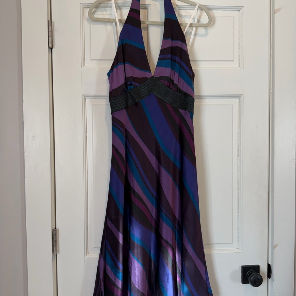 Vintage Y2K Cache Vibrant Purple and Blue Backless Dress